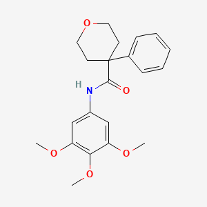 molecular formula C21H25NO5 B10997022 4-phenyl-N-(3,4,5-trimethoxyphenyl)tetrahydro-2H-pyran-4-carboxamide 