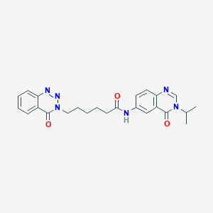 molecular formula C24H26N6O3 B10997033 6-(4-oxo-1,2,3-benzotriazin-3(4H)-yl)-N-[4-oxo-3-(propan-2-yl)-3,4-dihydroquinazolin-6-yl]hexanamide 