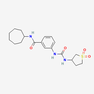 molecular formula C19H27N3O4S B10997038 N-cycloheptyl-3-{[(1,1-dioxidotetrahydrothiophen-3-yl)carbamoyl]amino}benzamide 