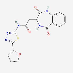 2-(2-hydroxy-5-oxo-4,5-dihydro-3H-1,4-benzodiazepin-3-yl)-N-[(2E)-5-(tetrahydrofuran-2-yl)-1,3,4-thiadiazol-2(3H)-ylidene]acetamide