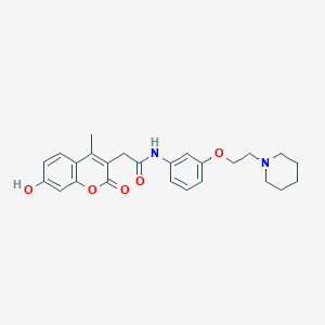 molecular formula C25H28N2O5 B10997076 2-(7-Hydroxy-4-methyl-2-oxo-2H-chromen-3-YL)-N-[3-(2-piperidinoethoxy)phenyl]acetamide 