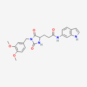 molecular formula C23H24N4O5 B10997099 3-[1-(3,4-dimethoxybenzyl)-2,5-dioxoimidazolidin-4-yl]-N-(1H-indol-6-yl)propanamide 