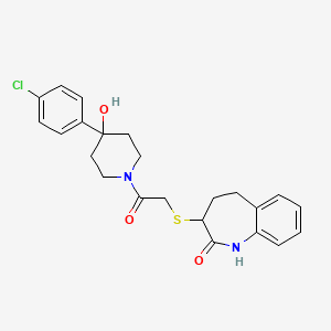 molecular formula C23H25ClN2O3S B10997129 1-[4-(4-chlorophenyl)-4-hydroxypiperidin-1-yl]-2-[(2-hydroxy-4,5-dihydro-3H-1-benzazepin-3-yl)sulfanyl]ethanone 