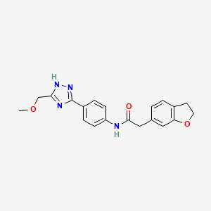 molecular formula C20H20N4O3 B10997132 2-(2,3-dihydro-1-benzofuran-6-yl)-N-{4-[5-(methoxymethyl)-1H-1,2,4-triazol-3-yl]phenyl}acetamide 