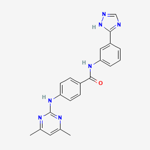 molecular formula C21H19N7O B10997136 4-[(4,6-dimethylpyrimidin-2-yl)amino]-N-[3-(1H-1,2,4-triazol-3-yl)phenyl]benzamide 