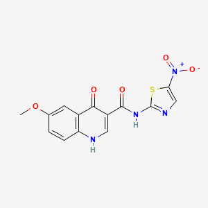 molecular formula C14H10N4O5S B10997182 4-hydroxy-6-methoxy-N-(5-nitro-1,3-thiazol-2-yl)quinoline-3-carboxamide 