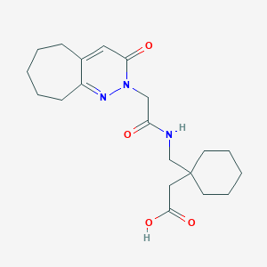 molecular formula C20H29N3O4 B10997185 [1-({[(3-oxo-3,5,6,7,8,9-hexahydro-2H-cyclohepta[c]pyridazin-2-yl)acetyl]amino}methyl)cyclohexyl]acetic acid 