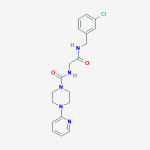 molecular formula C19H22ClN5O2 B10997198 N-{2-[(3-chlorobenzyl)amino]-2-oxoethyl}-4-(pyridin-2-yl)piperazine-1-carboxamide 