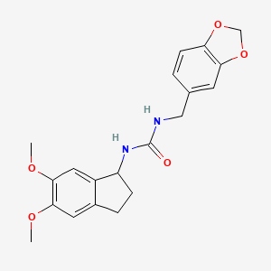 molecular formula C20H22N2O5 B10997209 1-(1,3-benzodioxol-5-ylmethyl)-3-(5,6-dimethoxy-2,3-dihydro-1H-inden-1-yl)urea 