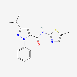 molecular formula C17H18N4OS B10997212 N-(5-methyl-1,3-thiazol-2-yl)-1-phenyl-3-(propan-2-yl)-1H-pyrazole-5-carboxamide 