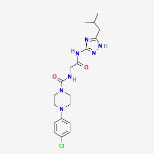 molecular formula C19H26ClN7O2 B10997232 4-(4-chlorophenyl)-N-(2-{[3-(2-methylpropyl)-1H-1,2,4-triazol-5-yl]amino}-2-oxoethyl)piperazine-1-carboxamide 