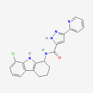 molecular formula C21H18ClN5O B10997281 N-(8-chloro-2,3,4,9-tetrahydro-1H-carbazol-1-yl)-5-(pyridin-2-yl)-1H-pyrazole-3-carboxamide 