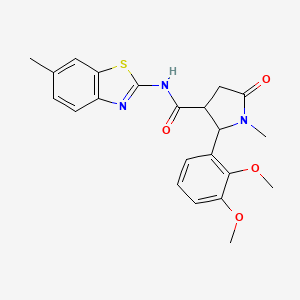 molecular formula C22H23N3O4S B10997402 2-(2,3-dimethoxyphenyl)-1-methyl-N-(6-methyl-1,3-benzothiazol-2-yl)-5-oxopyrrolidine-3-carboxamide 