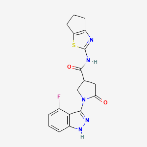 molecular formula C18H16FN5O2S B10997406 N-(5,6-dihydro-4H-cyclopenta[d][1,3]thiazol-2-yl)-1-(4-fluoro-1H-indazol-3-yl)-5-oxopyrrolidine-3-carboxamide 