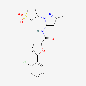 molecular formula C19H18ClN3O4S B10997421 5-(2-chlorophenyl)-N-[1-(1,1-dioxidotetrahydrothiophen-3-yl)-3-methyl-1H-pyrazol-5-yl]furan-2-carboxamide 