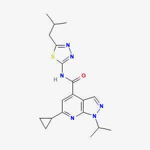 molecular formula C19H24N6OS B10997460 6-cyclopropyl-N-[(2E)-5-(2-methylpropyl)-1,3,4-thiadiazol-2(3H)-ylidene]-1-(propan-2-yl)-1H-pyrazolo[3,4-b]pyridine-4-carboxamide 