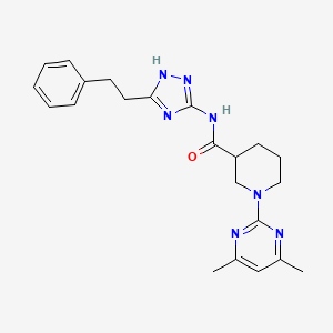 molecular formula C22H27N7O B10997464 1-(4,6-dimethylpyrimidin-2-yl)-N-[3-(2-phenylethyl)-1H-1,2,4-triazol-5-yl]piperidine-3-carboxamide 