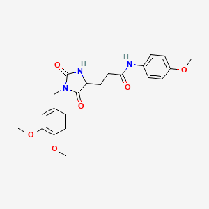 molecular formula C22H25N3O6 B10997475 3-[1-(3,4-dimethoxybenzyl)-2,5-dioxoimidazolidin-4-yl]-N-(4-methoxyphenyl)propanamide 