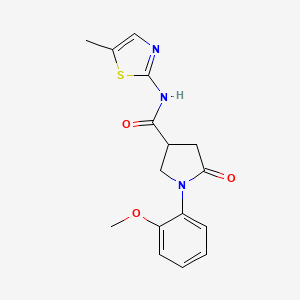 molecular formula C16H17N3O3S B10997476 1-(2-methoxyphenyl)-N-(5-methyl-1,3-thiazol-2-yl)-5-oxopyrrolidine-3-carboxamide 