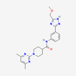 molecular formula C22H27N7O2 B10997533 1-(4,6-dimethylpyrimidin-2-yl)-N-{3-[5-(methoxymethyl)-1H-1,2,4-triazol-3-yl]phenyl}piperidine-4-carboxamide 