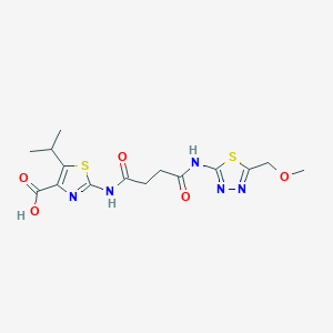 2-[(4-{[5-(Methoxymethyl)-1,3,4-thiadiazol-2-yl]amino}-4-oxobutanoyl)amino]-5-(propan-2-yl)-1,3-thiazole-4-carboxylic acid