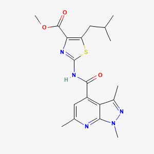 molecular formula C19H23N5O3S B10997622 methyl (2Z)-5-(2-methylpropyl)-2-{[(1,3,6-trimethyl-1H-pyrazolo[3,4-b]pyridin-4-yl)carbonyl]imino}-2,3-dihydro-1,3-thiazole-4-carboxylate 