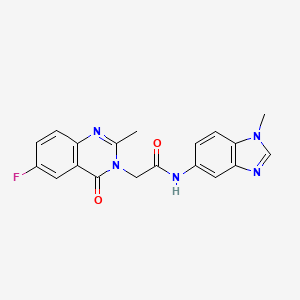 molecular formula C19H16FN5O2 B10997639 2-(6-fluoro-2-methyl-4-oxoquinazolin-3(4H)-yl)-N-(1-methyl-1H-benzimidazol-5-yl)acetamide 