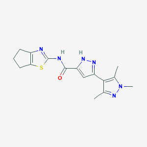 molecular formula C16H18N6OS B10997650 N-(5,6-dihydro-4H-cyclopenta[d][1,3]thiazol-2-yl)-1',3',5'-trimethyl-1'H,2H-3,4'-bipyrazole-5-carboxamide 