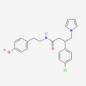 molecular formula C22H23ClN2O2 B10997756 3-(4-chlorophenyl)-N-[2-(4-hydroxyphenyl)ethyl]-4-(1H-pyrrol-1-yl)butanamide 