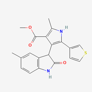 molecular formula C20H18N2O3S B10997767 methyl 2-methyl-4-(5-methyl-2-oxo-2,3-dihydro-1H-indol-3-yl)-5-(thiophen-3-yl)-1H-pyrrole-3-carboxylate 