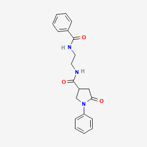 molecular formula C20H21N3O3 B10997786 5-oxo-1-phenyl-N-{2-[(phenylcarbonyl)amino]ethyl}pyrrolidine-3-carboxamide 