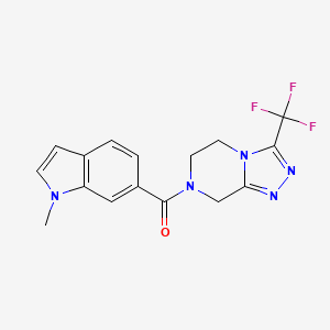 molecular formula C16H14F3N5O B10997813 (1-methyl-1H-indol-6-yl)[3-(trifluoromethyl)-5,6-dihydro[1,2,4]triazolo[4,3-a]pyrazin-7(8H)-yl]methanone 