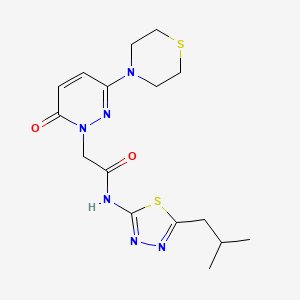 molecular formula C16H22N6O2S2 B10997869 N-[5-(2-methylpropyl)-1,3,4-thiadiazol-2-yl]-2-[6-oxo-3-(thiomorpholin-4-yl)pyridazin-1(6H)-yl]acetamide 