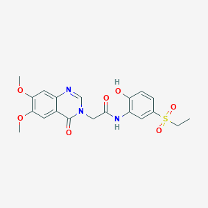 molecular formula C20H21N3O7S B10997912 2-(6,7-dimethoxy-4-oxoquinazolin-3(4H)-yl)-N-[5-(ethylsulfonyl)-2-hydroxyphenyl]acetamide 