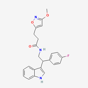 N-[2-(4-fluorophenyl)-2-(1H-indol-3-yl)ethyl]-3-(3-methoxy-1,2-oxazol-5-yl)propanamide