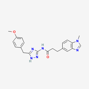 molecular formula C21H22N6O2 B10997940 N-[3-(4-methoxybenzyl)-1H-1,2,4-triazol-5-yl]-3-(1-methyl-1H-benzimidazol-5-yl)propanamide 