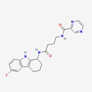 molecular formula C21H22FN5O2 B10997966 N-(4-((6-fluoro-2,3,4,9-tetrahydro-1H-carbazol-1-yl)amino)-4-oxobutyl)pyrazine-2-carboxamide 