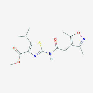 Methyl 2-{[(3,5-dimethyl-1,2-oxazol-4-yl)acetyl]amino}-5-(propan-2-yl)-1,3-thiazole-4-carboxylate