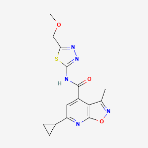 molecular formula C15H15N5O3S B10997976 6-cyclopropyl-N-[(2E)-5-(methoxymethyl)-1,3,4-thiadiazol-2(3H)-ylidene]-3-methyl[1,2]oxazolo[5,4-b]pyridine-4-carboxamide 