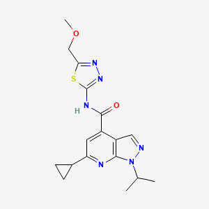 6-cyclopropyl-N-[(2E)-5-(methoxymethyl)-1,3,4-thiadiazol-2(3H)-ylidene]-1-(propan-2-yl)-1H-pyrazolo[3,4-b]pyridine-4-carboxamide