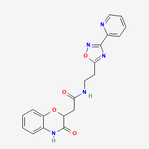 molecular formula C19H17N5O4 B10998062 2-(3-hydroxy-2H-1,4-benzoxazin-2-yl)-N-{2-[3-(pyridin-2-yl)-1,2,4-oxadiazol-5-yl]ethyl}acetamide 