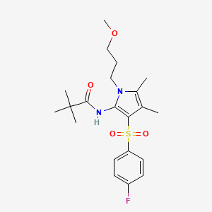 molecular formula C21H29FN2O4S B10998078 N-{3-[(4-fluorophenyl)sulfonyl]-1-(3-methoxypropyl)-4,5-dimethyl-1H-pyrrol-2-yl}-2,2-dimethylpropanamide 