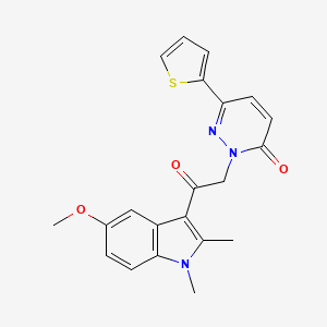 molecular formula C21H19N3O3S B10998109 2-[2-(5-methoxy-1,2-dimethyl-1H-indol-3-yl)-2-oxoethyl]-6-(thiophen-2-yl)pyridazin-3(2H)-one 