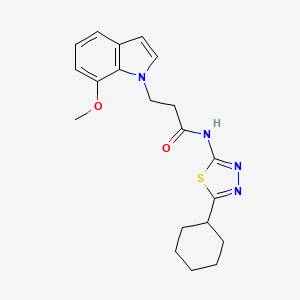 molecular formula C20H24N4O2S B10998125 N-(5-cyclohexyl-1,3,4-thiadiazol-2-yl)-3-(7-methoxy-1H-indol-1-yl)propanamide 