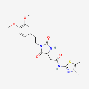 molecular formula C20H24N4O5S B10998150 2-{1-[2-(3,4-dimethoxyphenyl)ethyl]-2,5-dioxoimidazolidin-4-yl}-N-(4,5-dimethyl-1,3-thiazol-2-yl)acetamide 