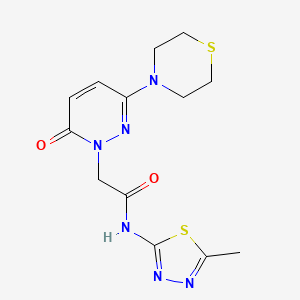 molecular formula C13H16N6O2S2 B10998171 N-(5-methyl-1,3,4-thiadiazol-2-yl)-2-[6-oxo-3-(thiomorpholin-4-yl)pyridazin-1(6H)-yl]acetamide 