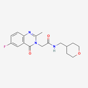 molecular formula C17H20FN3O3 B10998220 2-(6-fluoro-2-methyl-4-oxoquinazolin-3(4H)-yl)-N-(tetrahydro-2H-pyran-4-ylmethyl)acetamide 