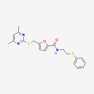 molecular formula C20H21N3O2S2 B10998226 5-{[(4,6-dimethylpyrimidin-2-yl)sulfanyl]methyl}-N-[2-(phenylsulfanyl)ethyl]furan-2-carboxamide 