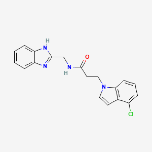 molecular formula C19H17ClN4O B10998233 N-(1H-benzimidazol-2-ylmethyl)-3-(4-chloro-1H-indol-1-yl)propanamide 