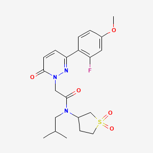 molecular formula C21H26FN3O5S B10998263 N-(1,1-dioxidotetrahydrothiophen-3-yl)-2-[3-(2-fluoro-4-methoxyphenyl)-6-oxopyridazin-1(6H)-yl]-N-(2-methylpropyl)acetamide 